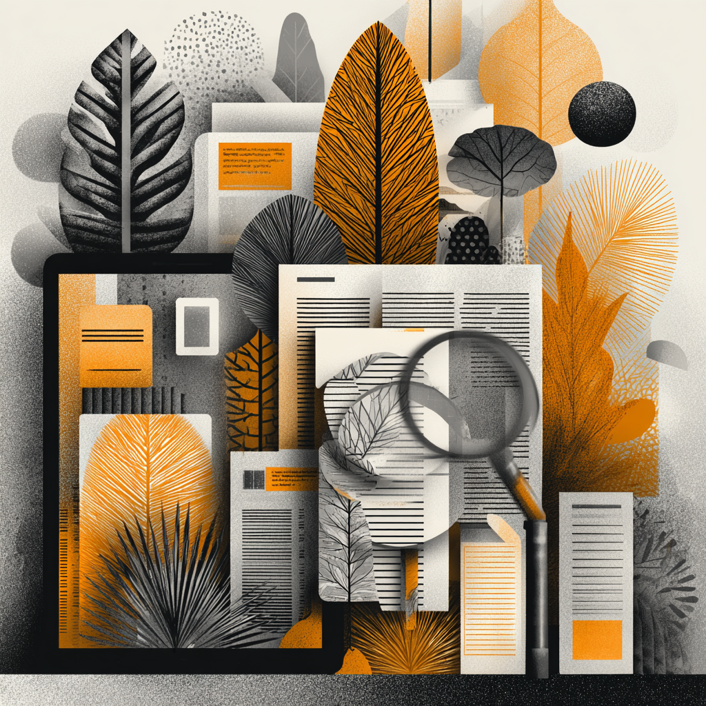 Research documents and analysis illustration representing AI literacy research in social work